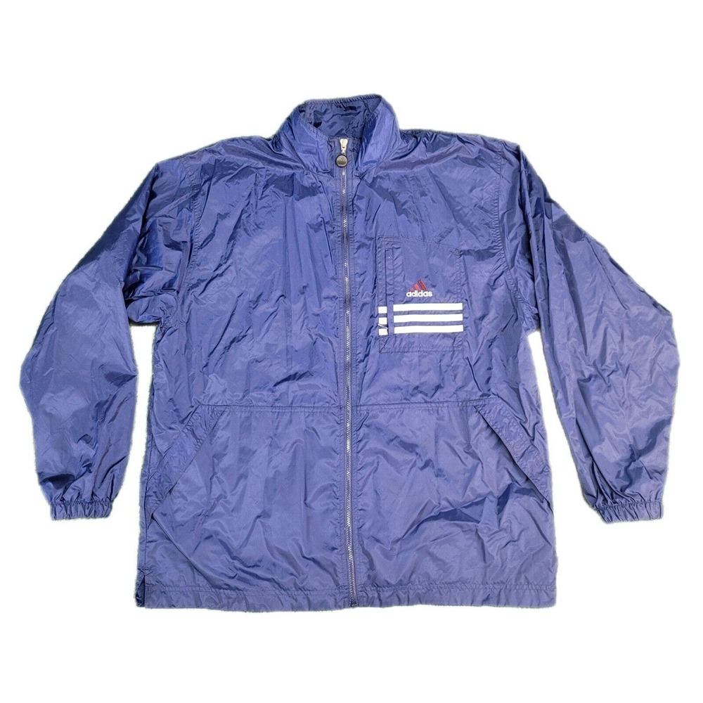 Vintage Men's Adidas Navy Zip Up Windbreaker Jacket Size XL